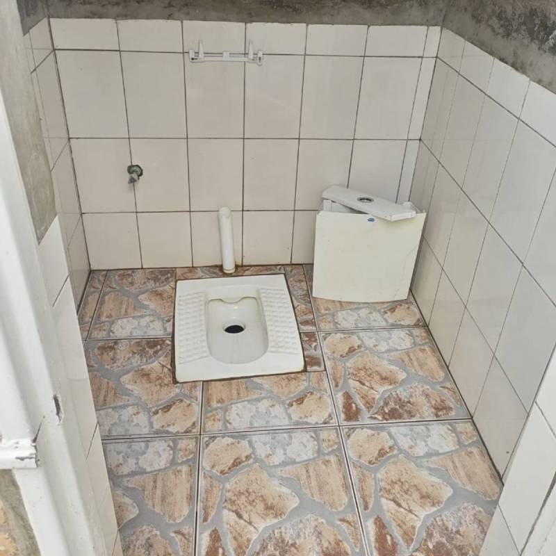 A newly tiled toilet block at the school